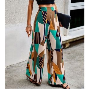 Boho High Waist Print Pocket Wide Leg Palazzo pants